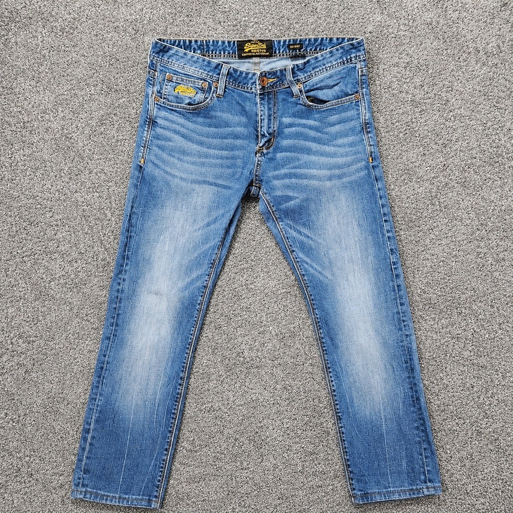 Superdry Copper Denim Skinny Jeans Mens Fits 31x24 Tag 34x32 Medium Wash Stretch